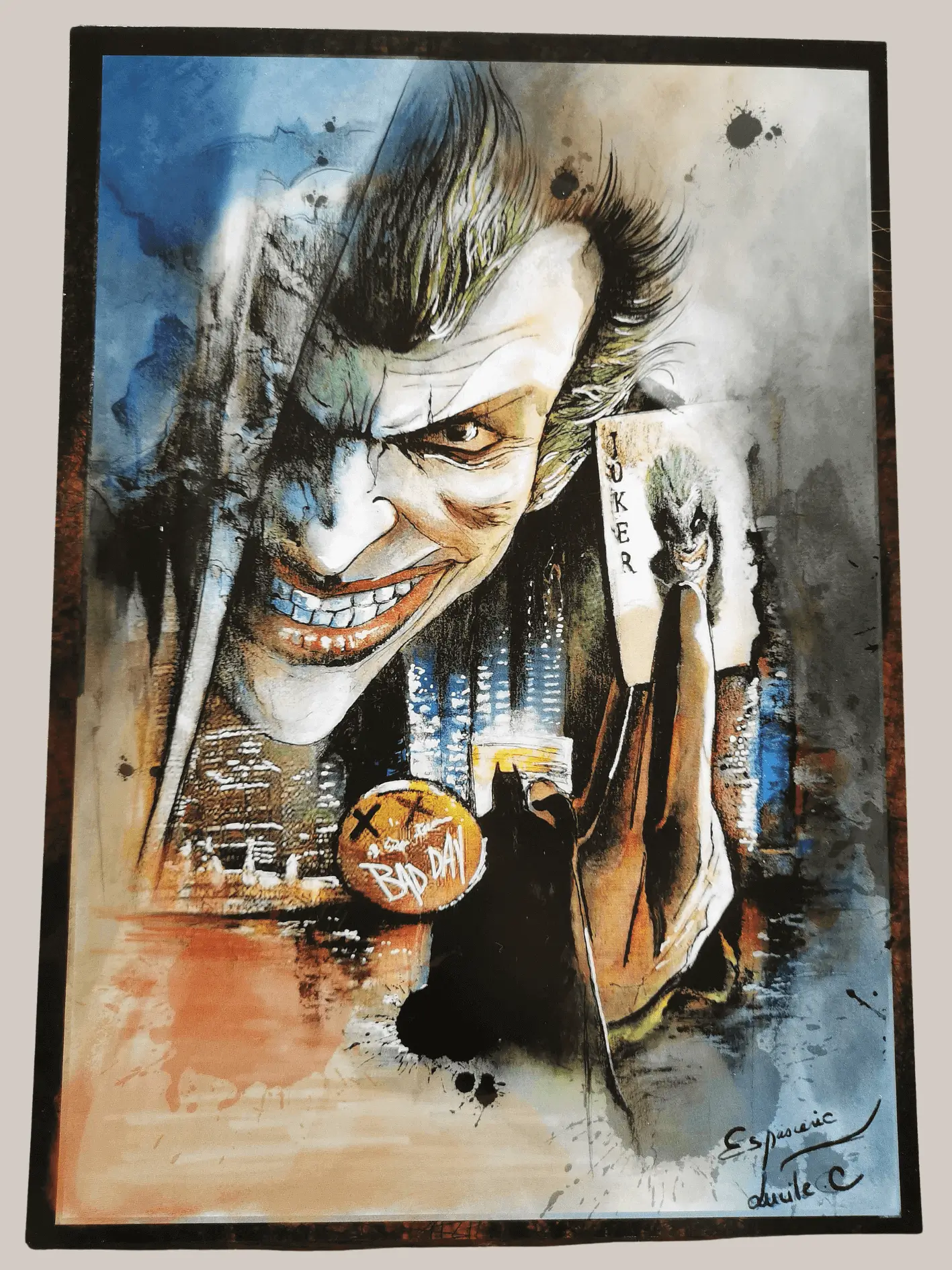 Affiche Joker - Print d'art urbain, DC Comics - Création originale Lucile Espascenic Tattoo